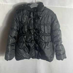 Velvet Chic Girls 4T Black Puffer Coat Hooded Heart Print Winter Jacket
